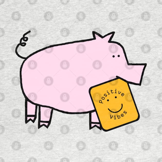 Cute Pig with Positive Vibes Smiley Face by ellenhenryart